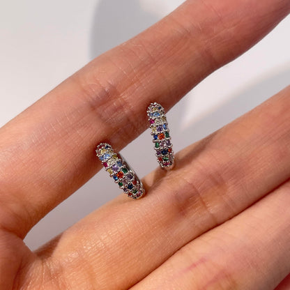 Warm Fortune 18K Gold Plated Multi-Color Square Shape Cubic Zirconia Hoop Earrings for Women Hypoallergenic - Valentine's Day, Mother's Day, Birthday Gift for Her