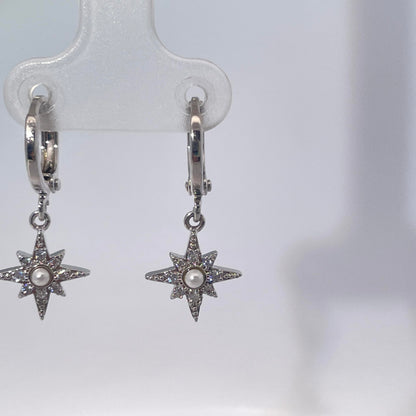 Warm Fortune 18K Gold Plated Star & Round Shape Cubic Zirconia Drop Earrings for Women Hypoallergenic - Valentine's Day, Mother's Day, Birthday Gift for Her