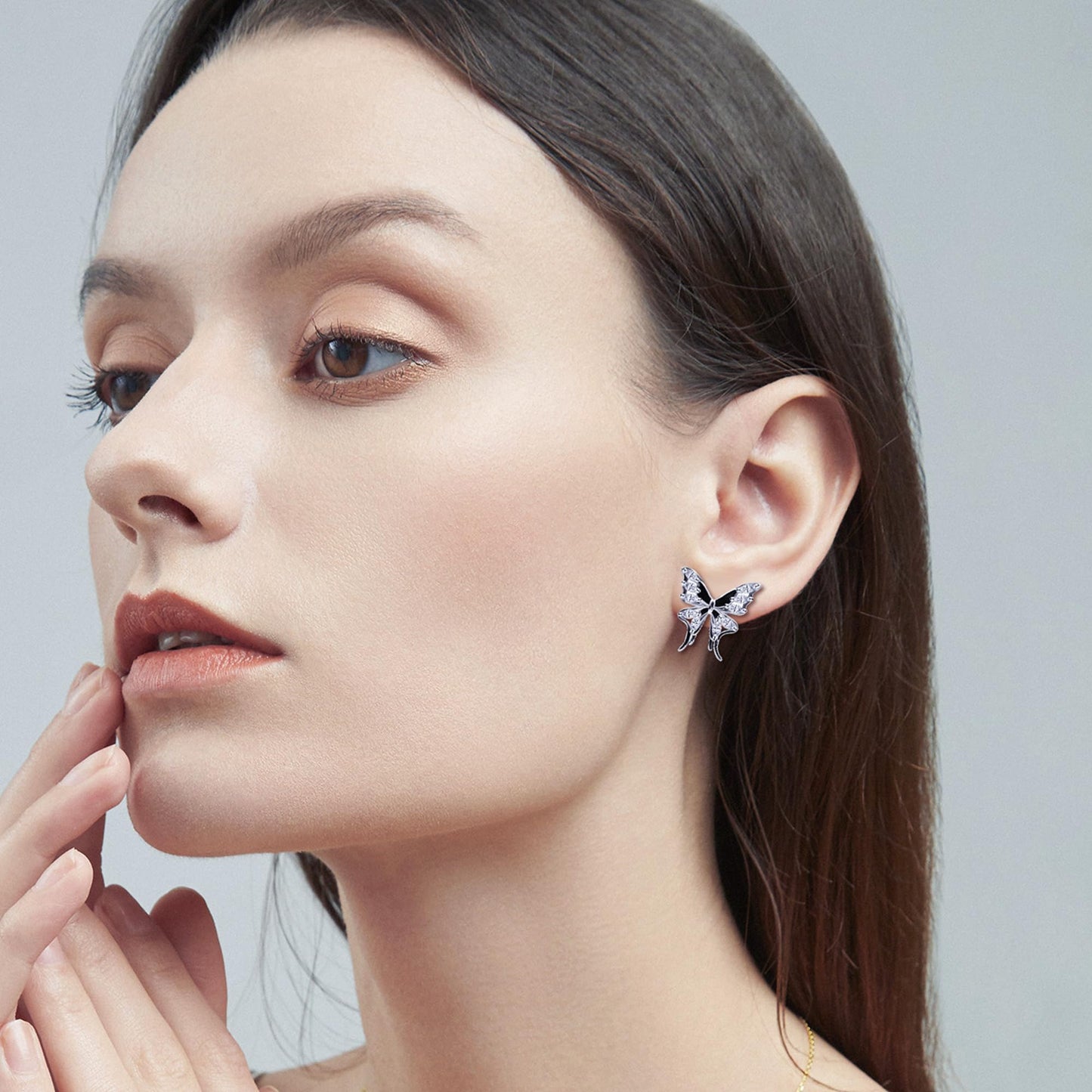 Warm Fortune Butterfly Moissanite Stud Earrings for Women, Fashion Lab Created DE VVS, 925 Sterling Silver 18K White Gold Plated Hypoallergenic