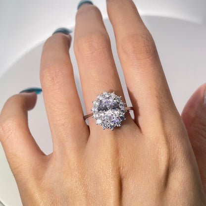 Warm Fortune Cubic Zirconia Engagement Ring for Women, 925 Sterling Silver with 18K White Gold Plated Anniversary Ring, Gift for Her Promise Ring