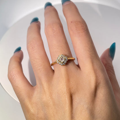 Warm Fortune Cubic Zirconia Band Style Ring for Women, 925 Sterling Silver with 18K Gold Plated Anniversary Ring, Gift for Her Promise Ring