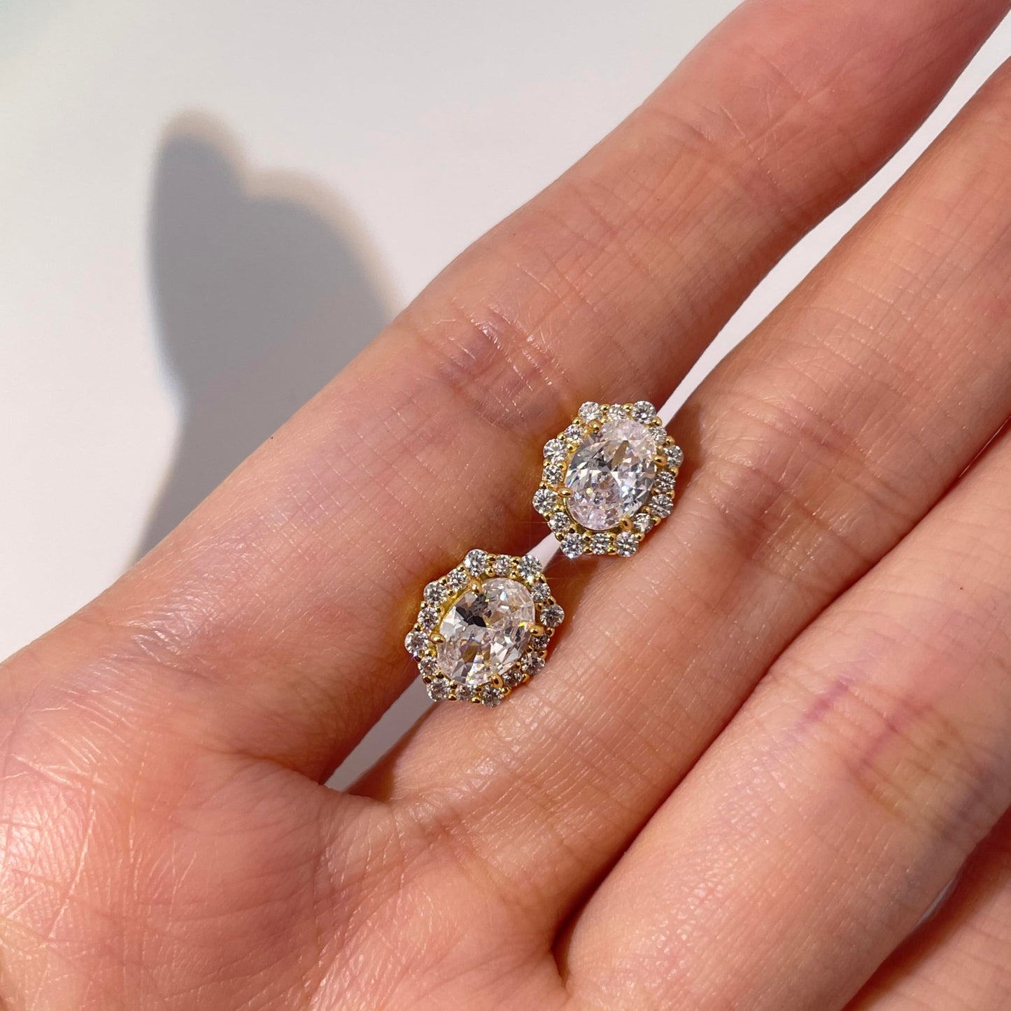 Warm Fortune Cubic Zirconia Stud Earrings for Women, 925 Sterling Silver with 18K White Gold Plated Hypoallergenic