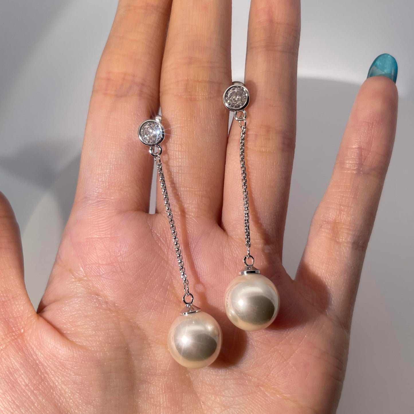 Warm Fortune 18K Gold Plated Pearl & Cubic Zirconia Drop Earrings for Women Hypoallergenic - Valentine's Day, Mother's Day, Birthday Gift for Her