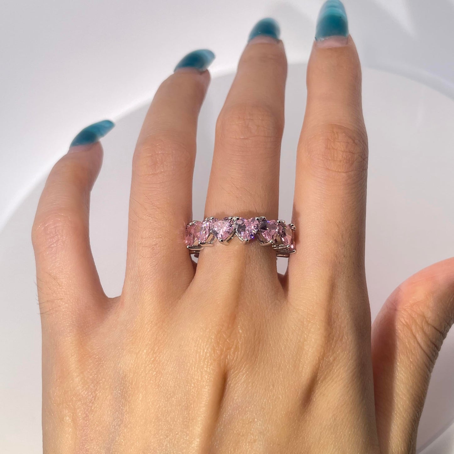 Warm Fortune Cubic Zirconia Love Ring and Eternity Ring,18K Gold Plated Anniversary Ring,Gift for Her Wedding Bands Rings