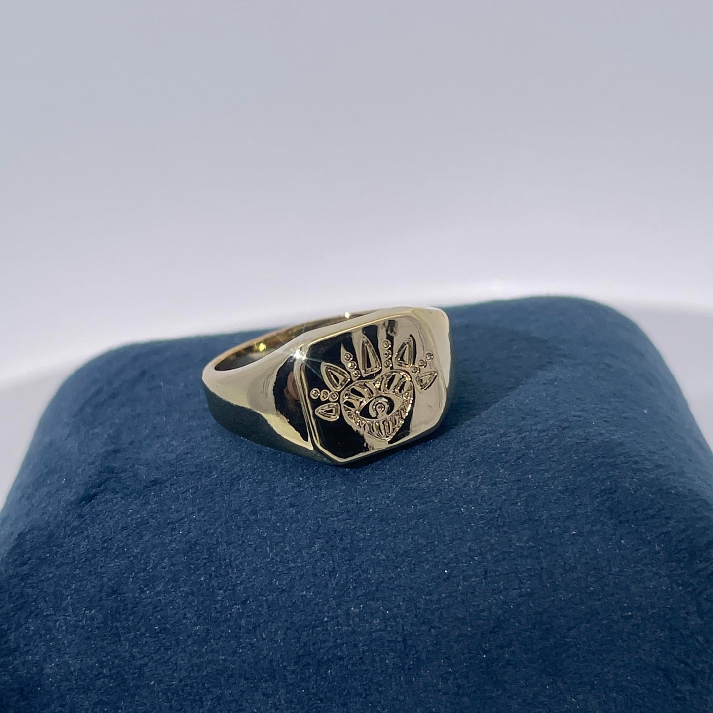 Warm Fortune Gold Plated Signet Band Ring,Hip Hop Street Style For Man or Women Fashion Jewelry