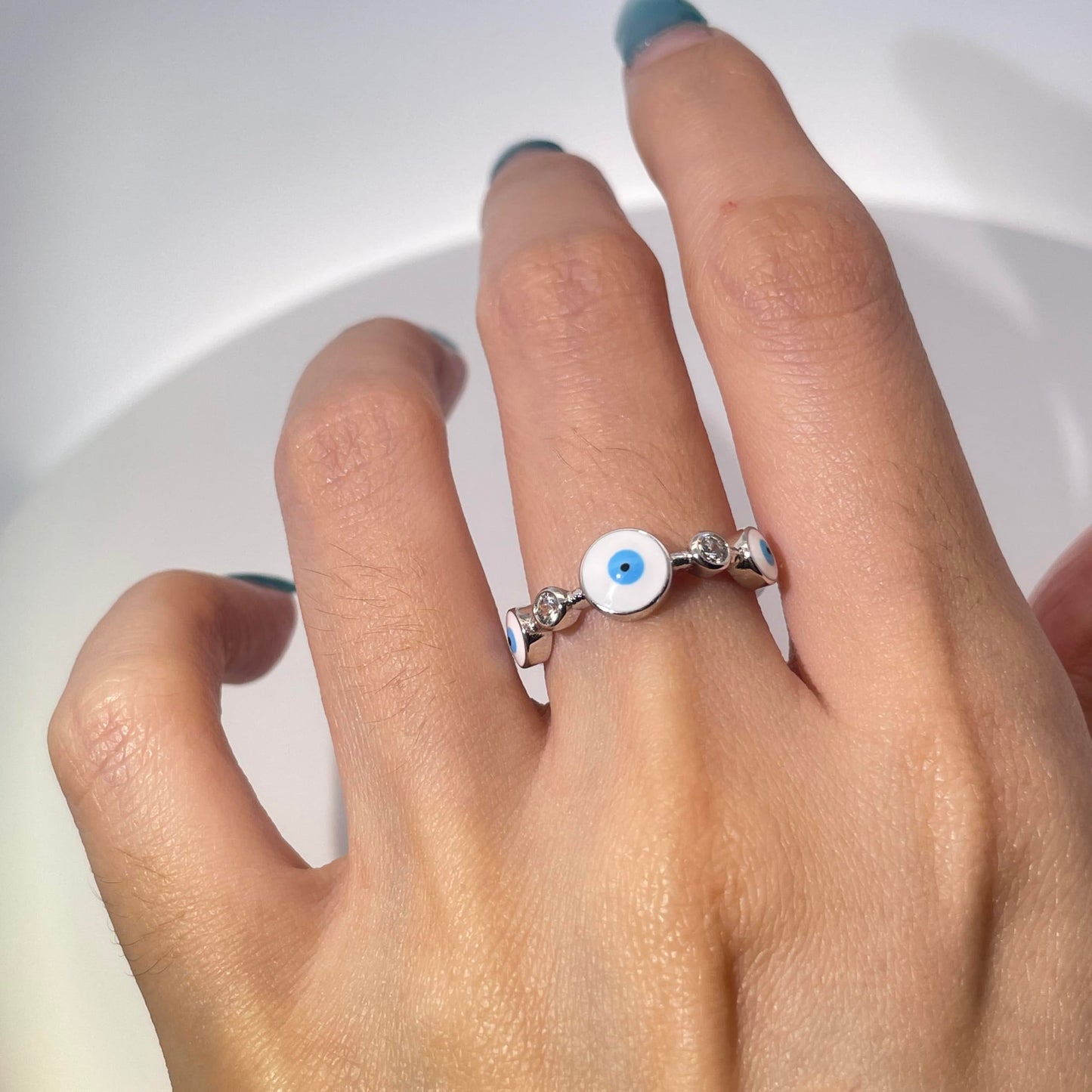 Warm Fortune Cubic Zirconia Engagement Ring for Women, 925 Sterling Silver with 18K White Gold Plated Anniversary Ring, Gift for Her Promise Ring,Adjustable