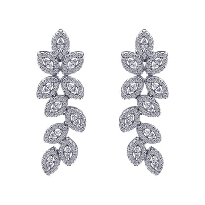 Warm Fortune Moissanite Drop Earrings for Women, DE VVS Stud to Dangle Design, 925 Sterling Silver with 18K White Gold Plated Hypoallergenic