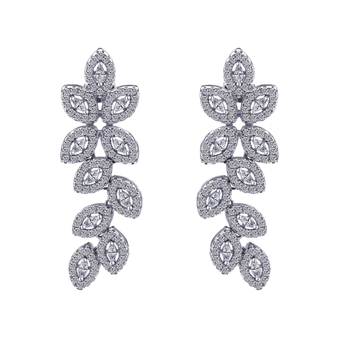 Warm Fortune Moissanite Drop Earrings for Women, DE VVS Stud to Dangle Design, 925 Sterling Silver with 18K White Gold Plated Hypoallergenic