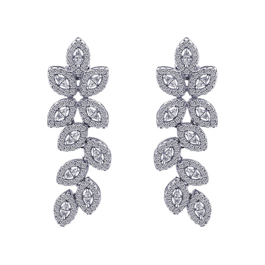 Warm Fortune Moissanite Drop Earrings for Women, DE VVS Stud to Dangle Design, 925 Sterling Silver with 18K White Gold Plated Hypoallergenic