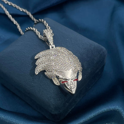 Warm Fortune Hip Hop Pendant Necklace for Women Men,Gold Plated Cubic Zirconia,18+2inch Chain,Street Style Fashion Jewelry