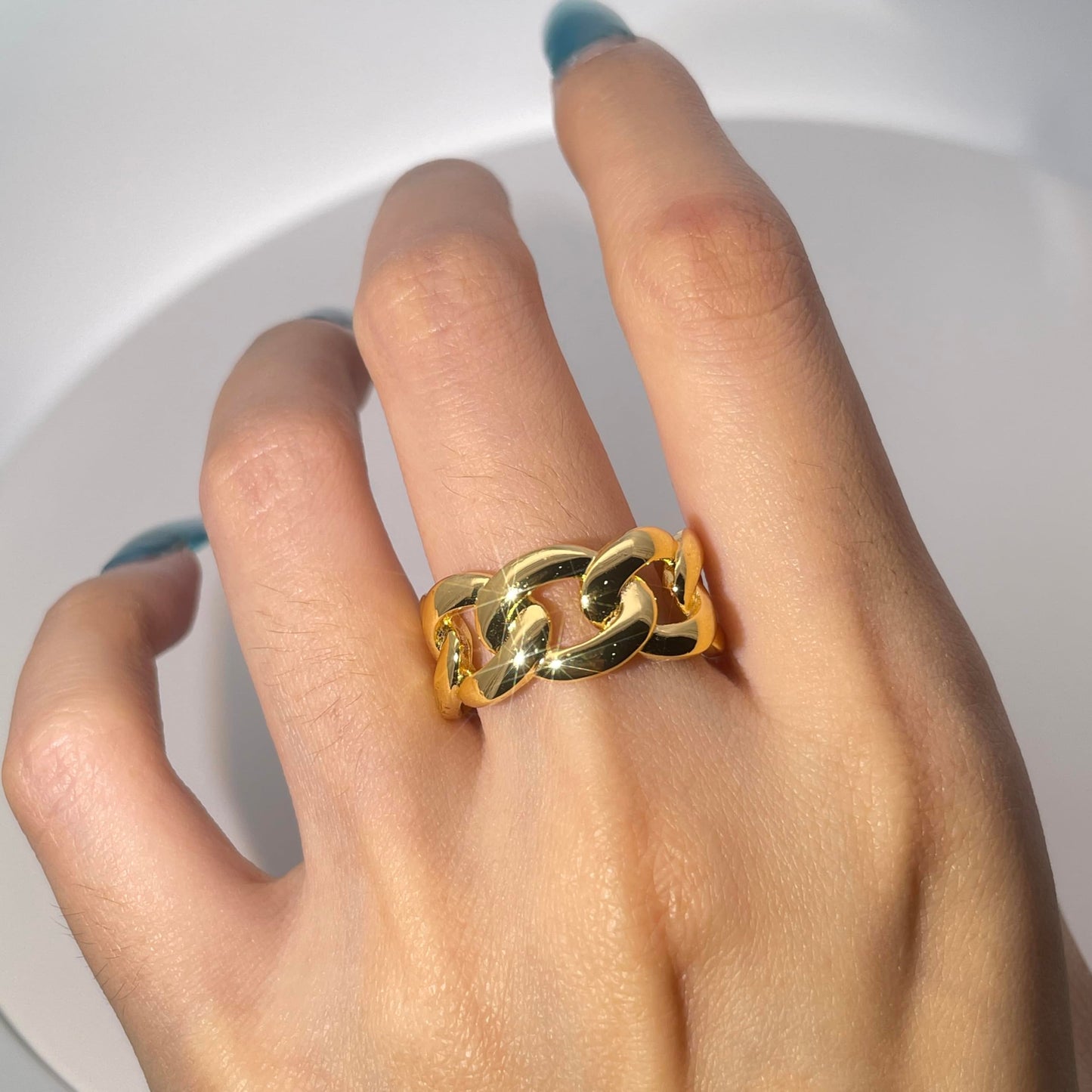 Warm Fortune Gold Plated Band Ring, Hip Hop Street Style For Man or Women Fashion Jewelry