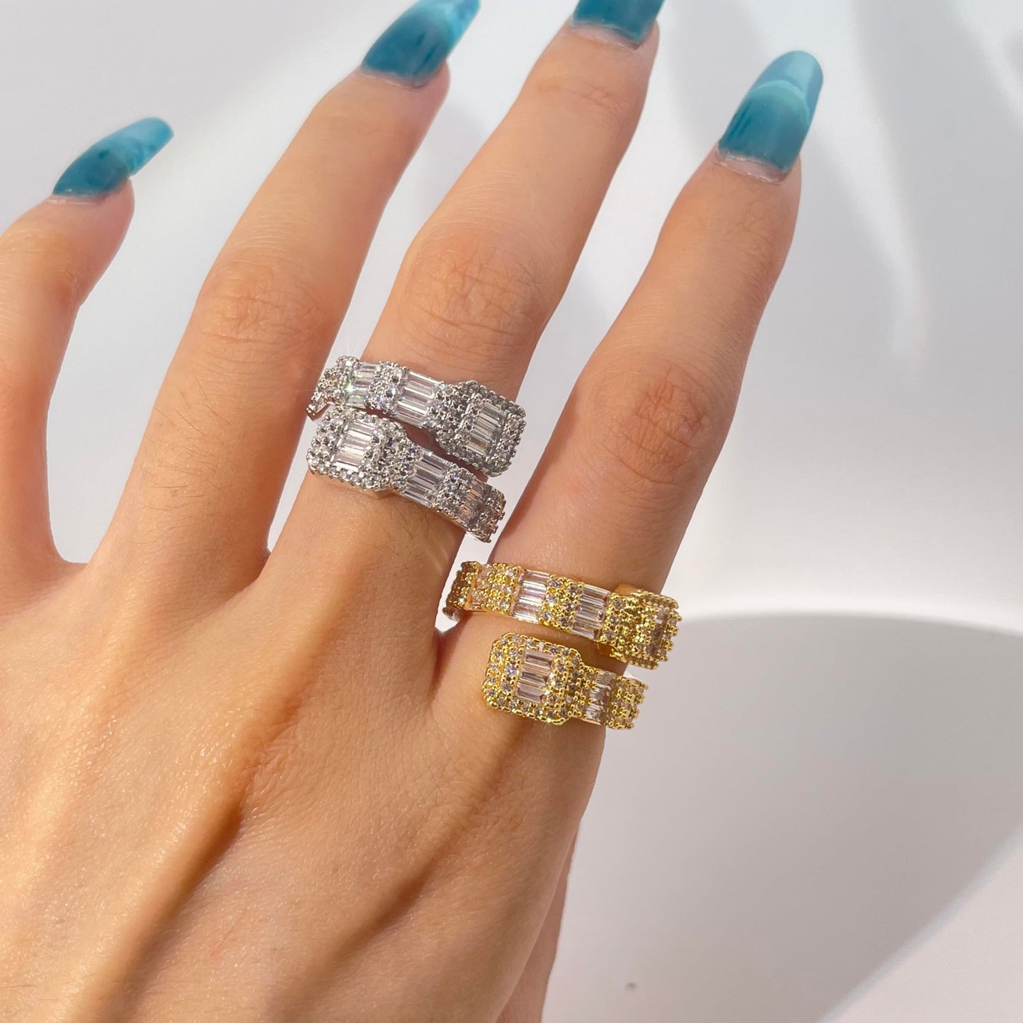 Warm Fortune Gold Plated Cubic Zirconia Band Ring, Hip Hop Street Style For Man or Women Fashion Jewelry