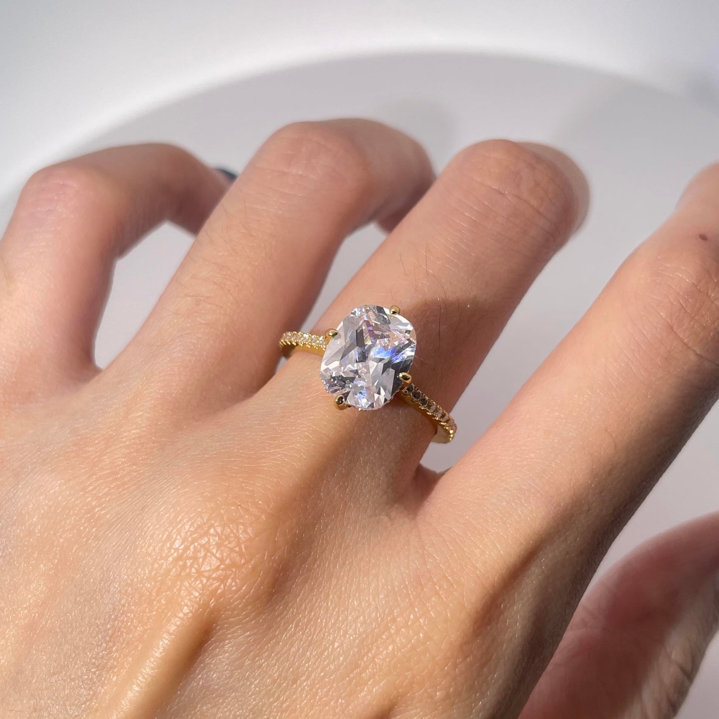 Warm Fortune Cubic Zirconia Engagement Ring for Women, 925 Sterling Silver with 18K Gold Plated Anniversary Ring, Gift for Her Promise Ring