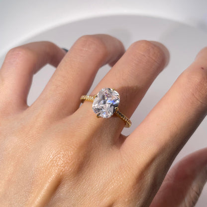 Warm Fortune Cubic Zirconia Engagement Ring for Women, 925 Sterling Silver with 18K Gold Plated Anniversary Ring, Gift for Her Promise Ring