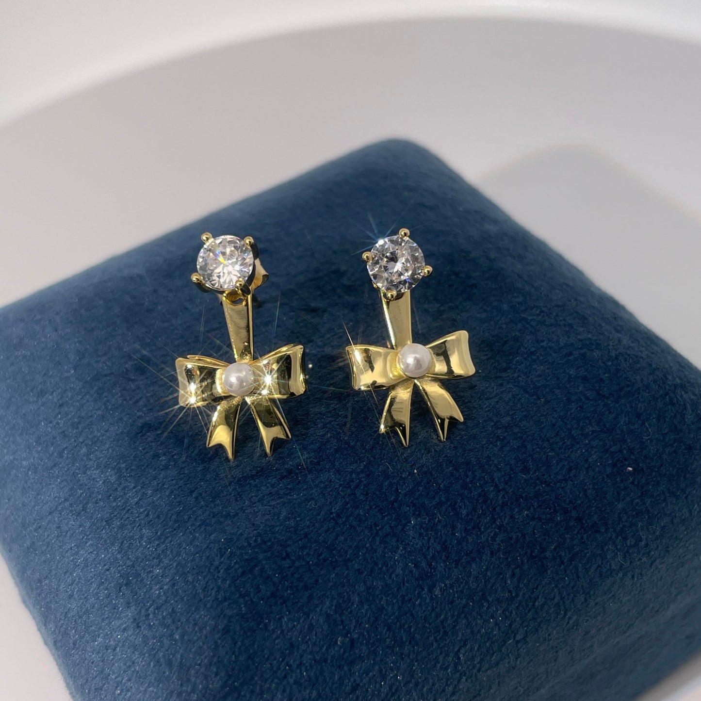 Warm Fortune Cubic Zirconia Stud Earrings for Women, 925 Sterling Silver with 18K White Gold Plated Hypoallergenic