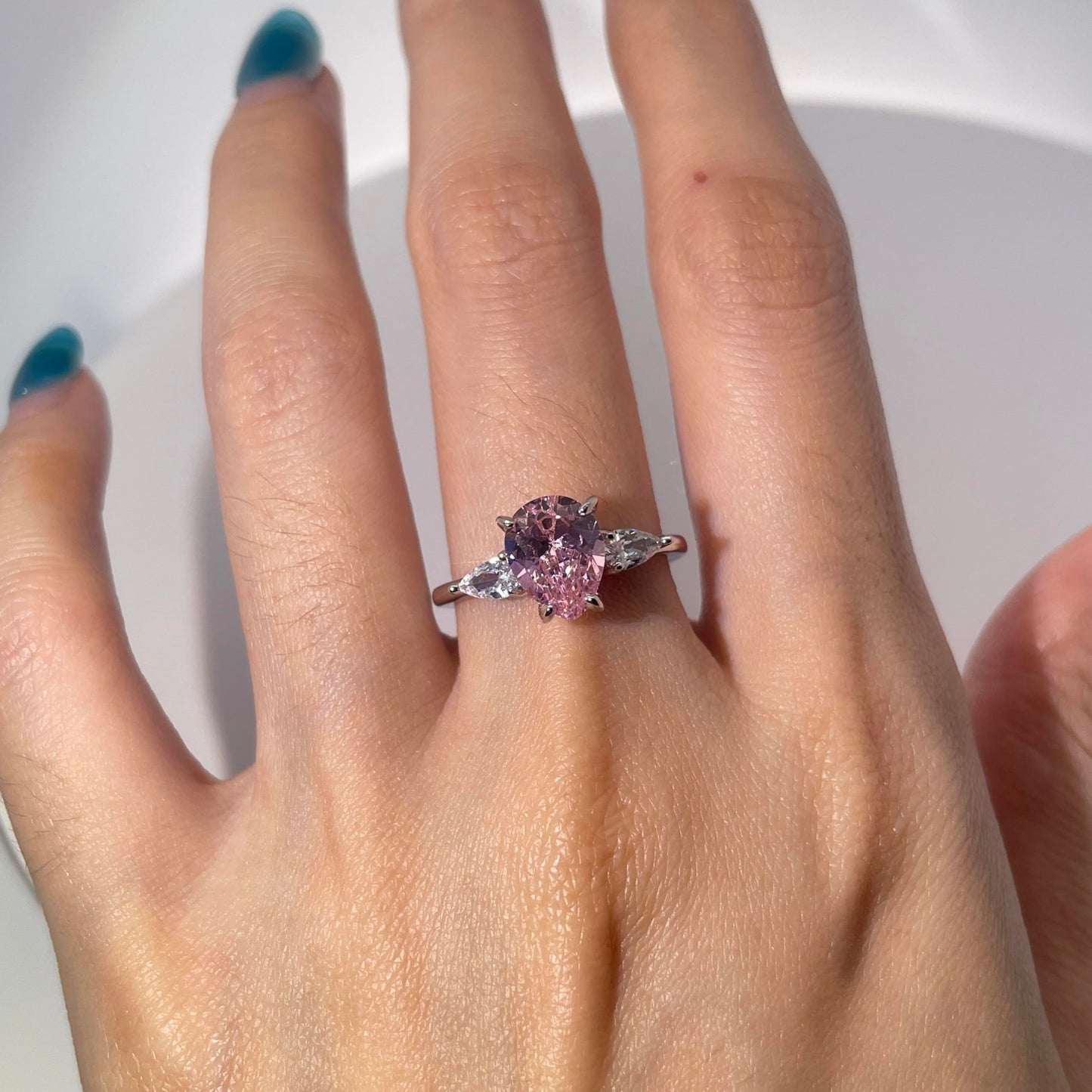 Warm Fortune Cubic Zirconia Engagement Ring for Women, 925 Sterling Silver with 18K White Gold Plated Anniversary Ring, Gift for Her Promise Ring