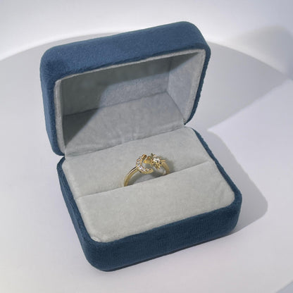 Warm Fortune Engagement Ring for Women,925 Sterling Silver with 18K Gold Plated Anniversary Ring,Gift for Her Promise Ring,Adjustable