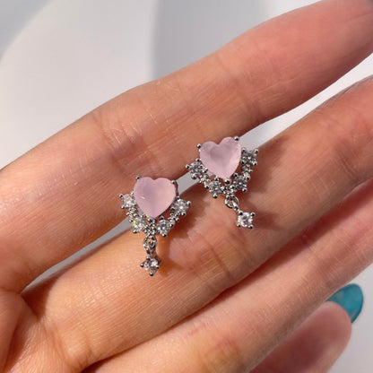 Warm Fortune 18K Gold Plated Heart Shape Cubic Zirconia Drop Earrings for Women Hypoallergenic - Valentine's Day, Mother's Day, Birthday Gift for Her