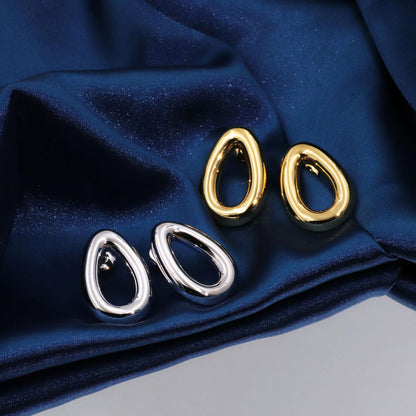 Warm Fortune 18K Heavy Gold Teardrop Stud Earrings for Women, 0.075μm Luxury Plating, Hypoallergenic