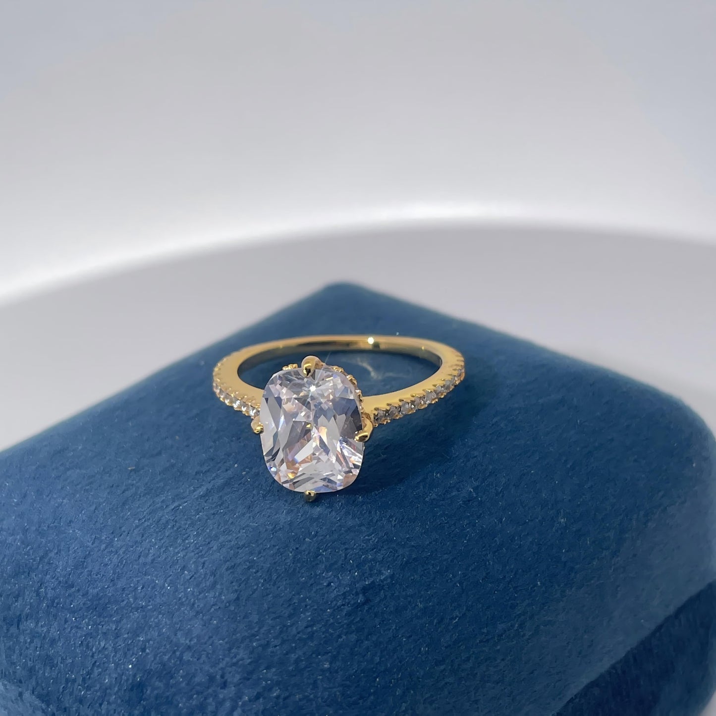 Warm Fortune Cubic Zirconia Engagement Ring for Women, 925 Sterling Silver with 18K Gold Plated Anniversary Ring, Gift for Her Promise Ring