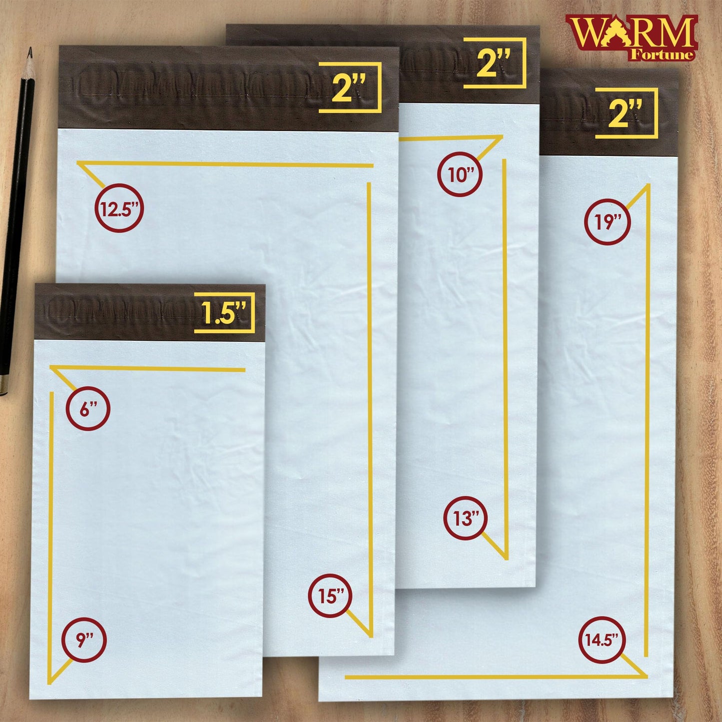 Warm Fortune Poly Mailer, Sets of 100 (White/Gray) - Self Sealing Mailing Bag Strong & Opaque / 14.5”x19” (14.5"x19", 1, Set)