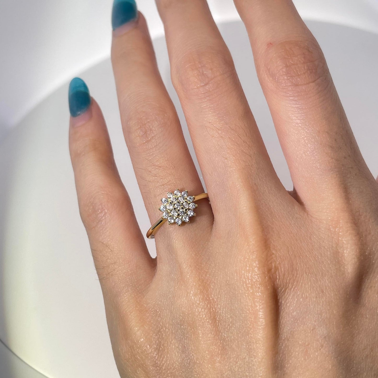 Warm Fortune Engagement Ring for Women,925 Sterling Silver with 18K Gold Plated Anniversary Ring,Gift for Her Promise Ring