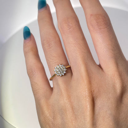 Warm Fortune Engagement Ring for Women,925 Sterling Silver with 18K Gold Plated Anniversary Ring,Gift for Her Promise Ring