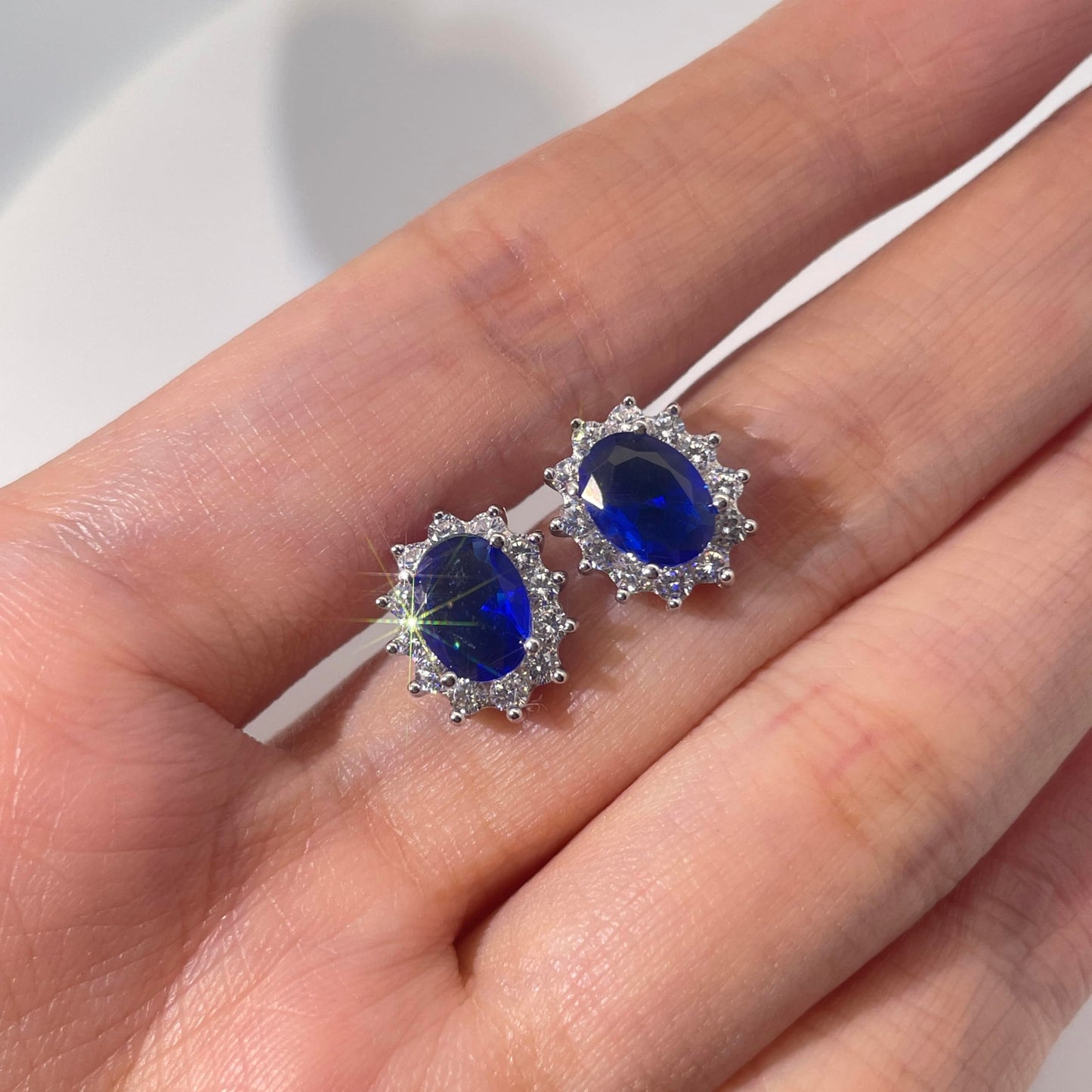 Warm Fortune Cubic Zirconia Stud Earrings for Women, 925 Sterling Silver with 18K White Gold Plated Hypoallergenic