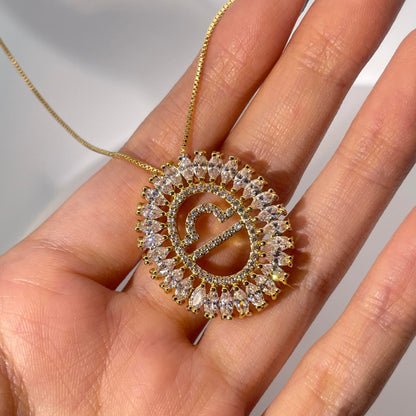 Warm Fortune Zodiac Pendant Necklace for Women,Cubic Zirconia,18K Gold Plated,18 inch + 2inch Chain