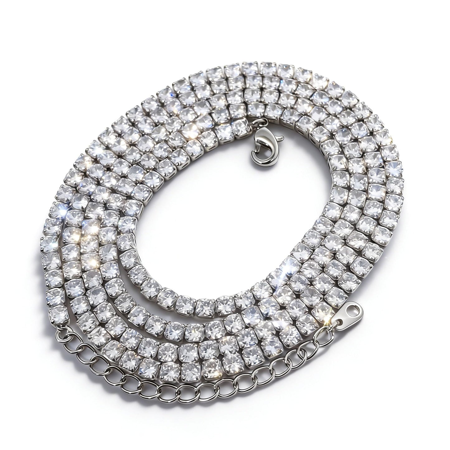 Warm Fortune 18K White Gold Plated Round CZ Tennis Necklace
