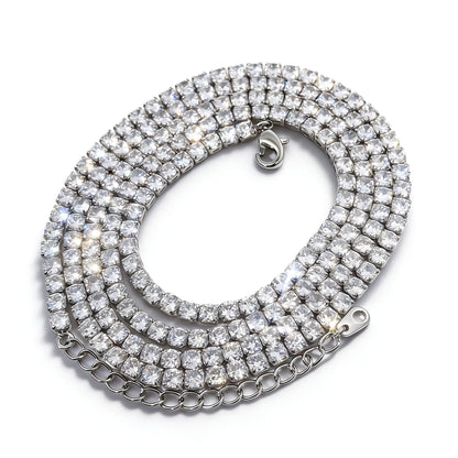 Warm Fortune 18K White Gold Plated Round CZ Tennis Necklace