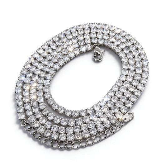 Warm Fortune 18K White Gold Plated Round CZ Tennis Necklace