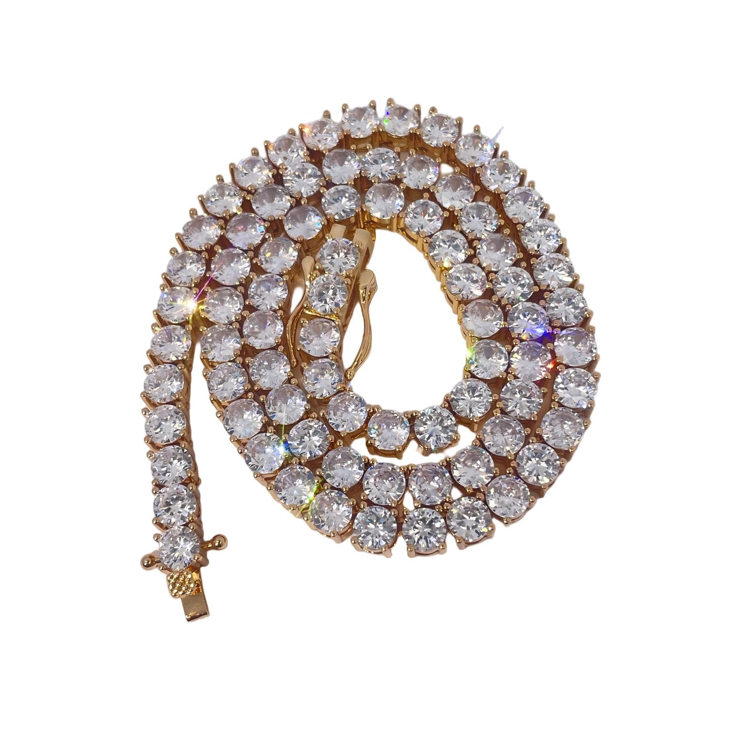 Warm Fortune Tennis Chain Necklace for Women Men,Iced Out Gold Plated Cubic Zirconia,16inch Chain,Hip Hop Street Style Fashion Jewelry