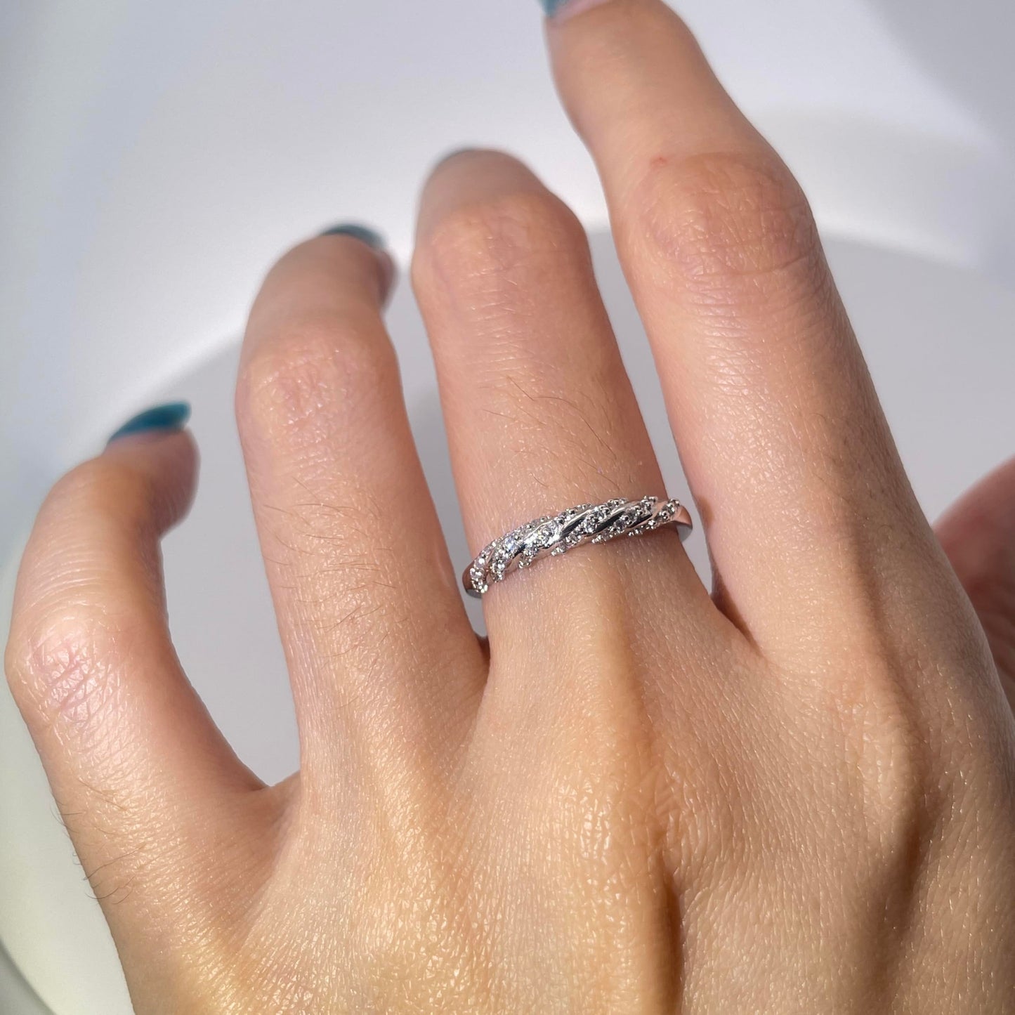 Warm Fortune Cubic Zirconia Band Style Ring for Women, 925 Sterling Silver with 18K Gold Plated Anniversary Ring, Gift for Her Promise Ring