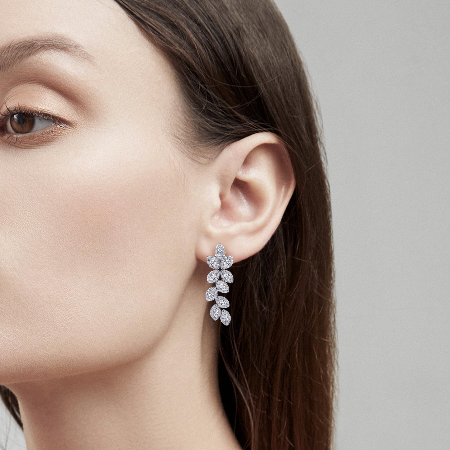 Warm Fortune Moissanite Drop Earrings for Women, DE VVS Stud to Dangle Design, 925 Sterling Silver with 18K White Gold Plated Hypoallergenic