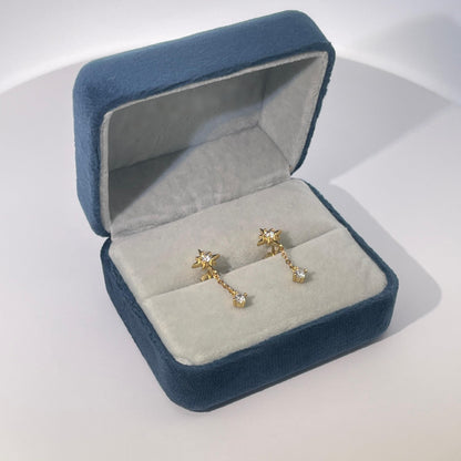 Warm Fortune Cubic Zirconia Drop Earrings for Women,925 Sterling Silver with 18K Gold Plated Hypoallergenic