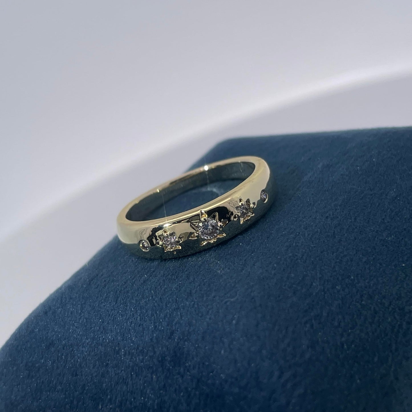 Warm Fortune Cubic Zirconia Band Style Ring for Women,18K Gold Plated Anniversary Ring,Gift for Her Promise Ring