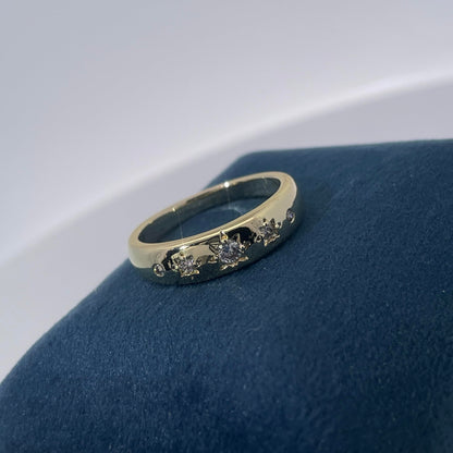 Warm Fortune Cubic Zirconia Band Style Ring for Women,18K Gold Plated Anniversary Ring,Gift for Her Promise Ring