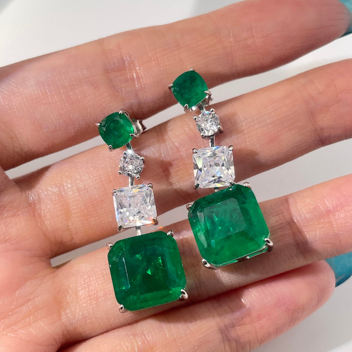 Warm Fortune Cubic Zirconia Drop Earrings for Women,925 Sterling Silver with 18K White Gold Plated Hypoallergenic