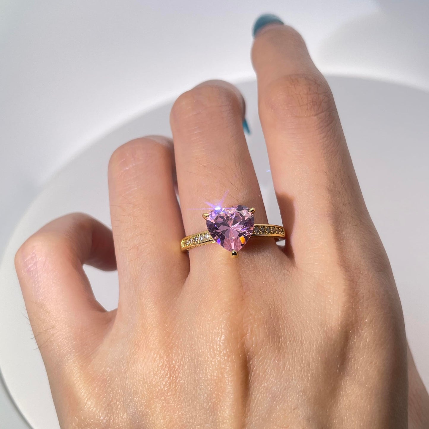 Warm Fortune Cubic Zirconia Engagement Ring for Women,18K Gold Plated Anniversary Ring,Gift for Her Promise Ring