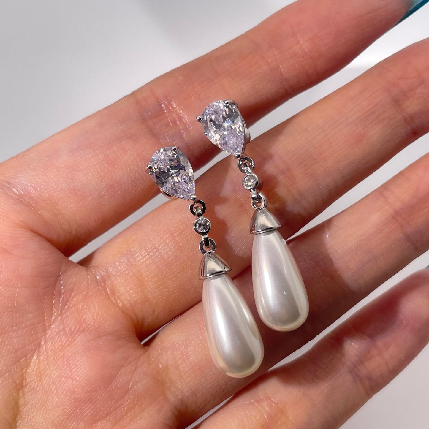 Warm Fortune 18K Gold Plated Teardrop Cubic Zirconia Drop Earrings for Women Hypoallergenic - Valentine's Day, Mother's Day, Birthday Gift for Her