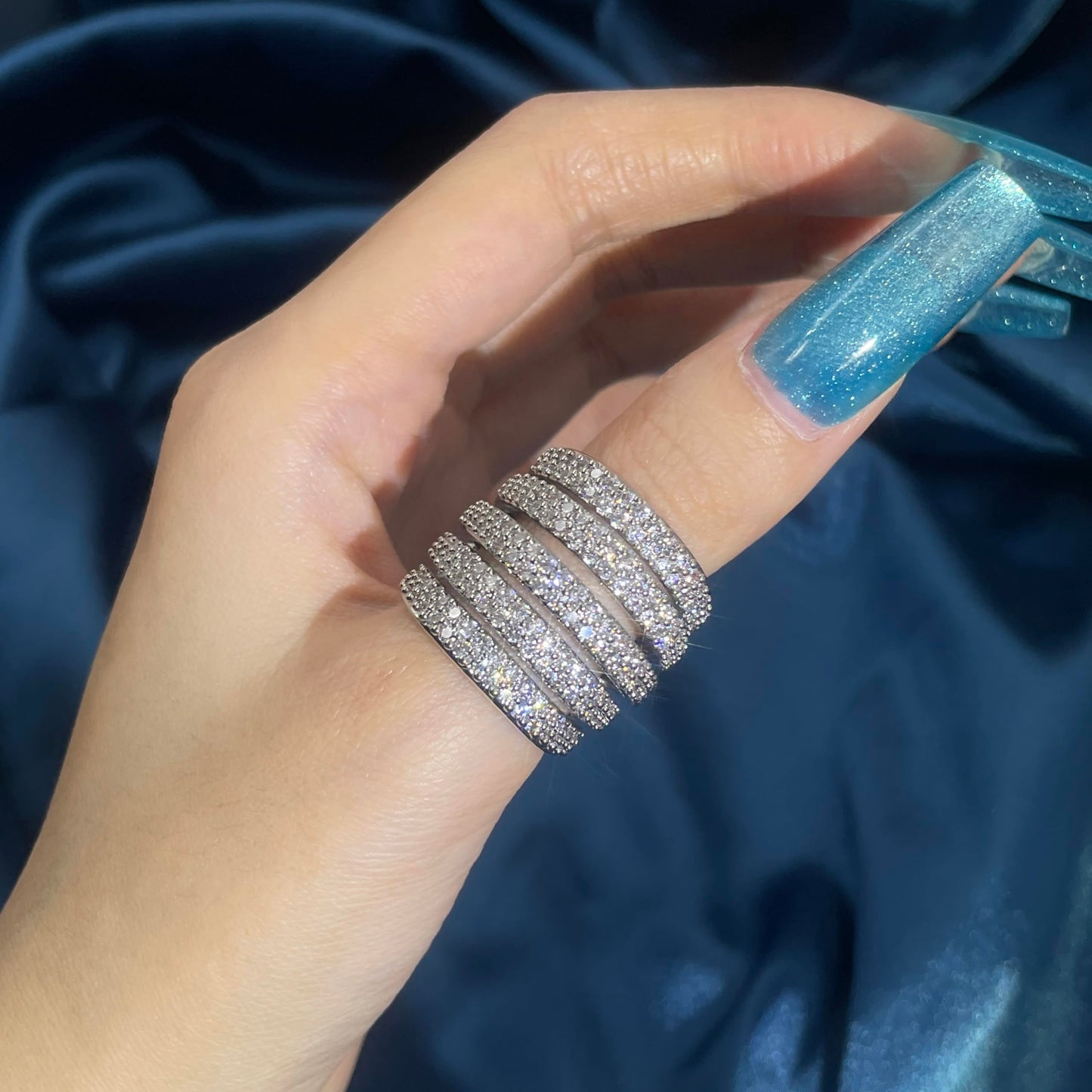 Warm Fortune Gold Plated Cubic Zirconia Band Ring, Hip Hop Street Style For Man or Women Fashion Jewelry