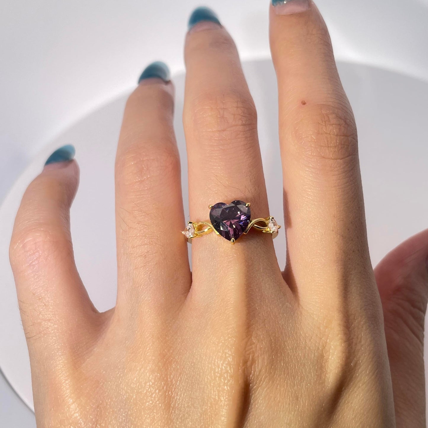 Warm Fortune Cubic Zirconia Engagement Ring for Women, 925 Sterling Silver with 18K Gold Plated Anniversary Ring, Gift for Her Promise Ring