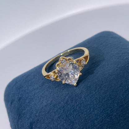 Warm Fortune Cubic Zirconia Engagement Ring for Women,18K Gold Plated Anniversary Ring,Gift for Her Promise Ring