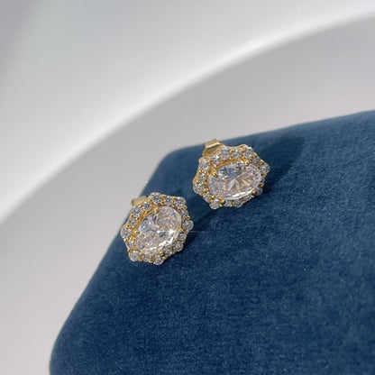 Warm Fortune Cubic Zirconia Stud Earrings for Women, 925 Sterling Silver with 18K White Gold Plated Hypoallergenic