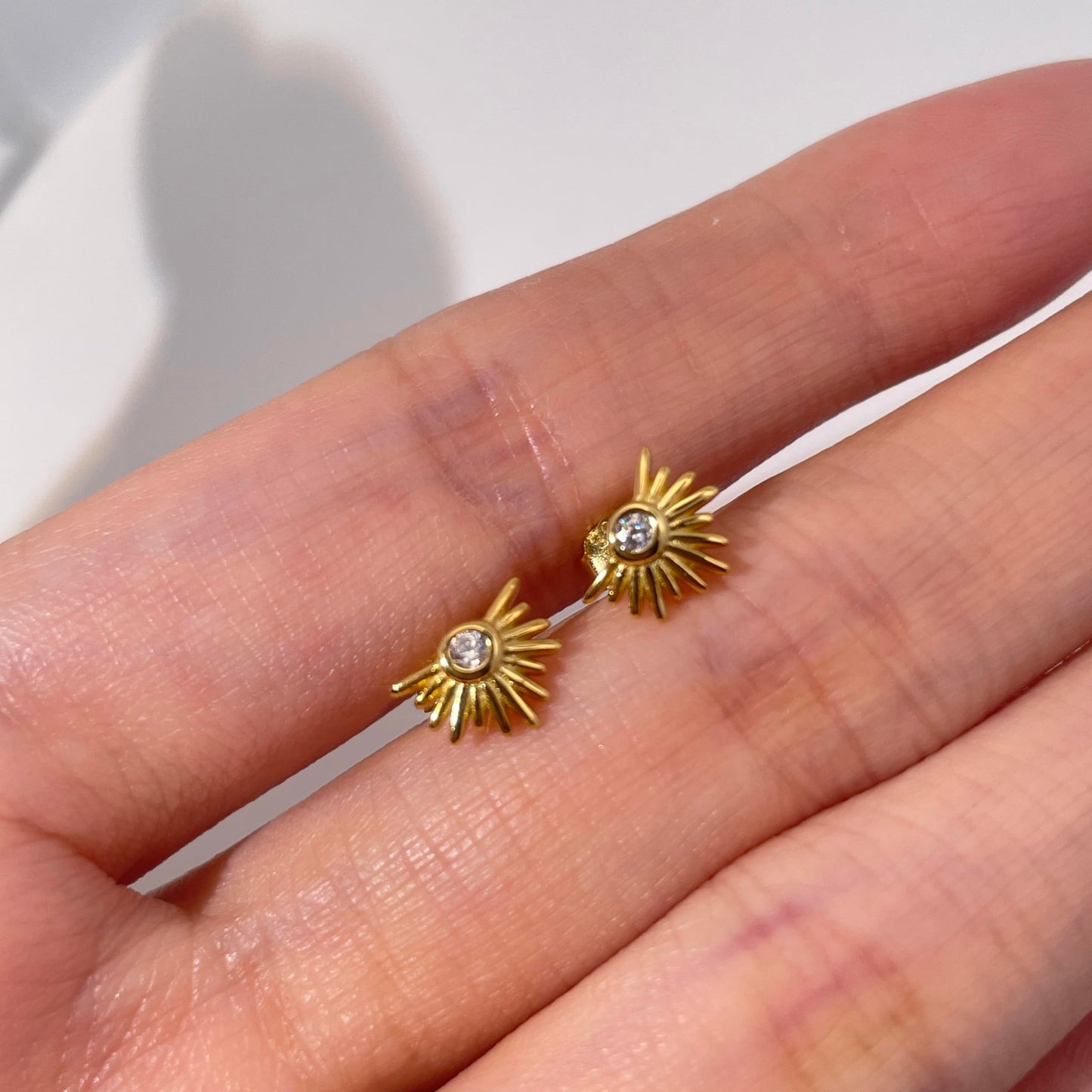 Warm Fortune Cubic Zirconia Stud Earrings for Women, 925 Sterling Silver with 18K Gold Plated Hypoallergenic