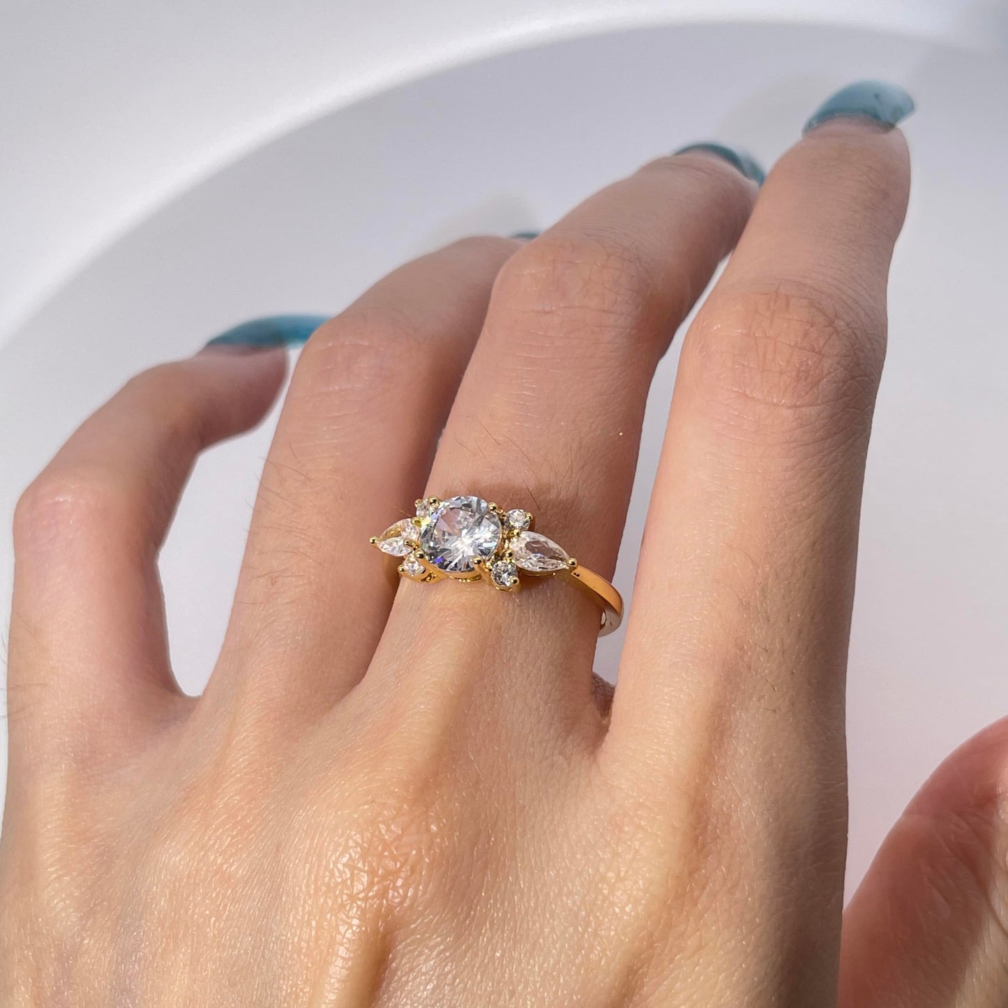 Warm Fortune Cubic Zirconia Engagement Ring for Women,18K Gold Plated Anniversary Ring,Gift for Her Promise Ring