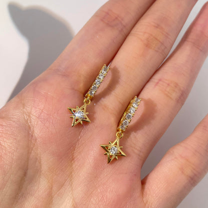 Warm Fortune Cubic Zirconia Drop Earrings for Women,925 Sterling Silver with 18K Gold Plated Hypoallergenic