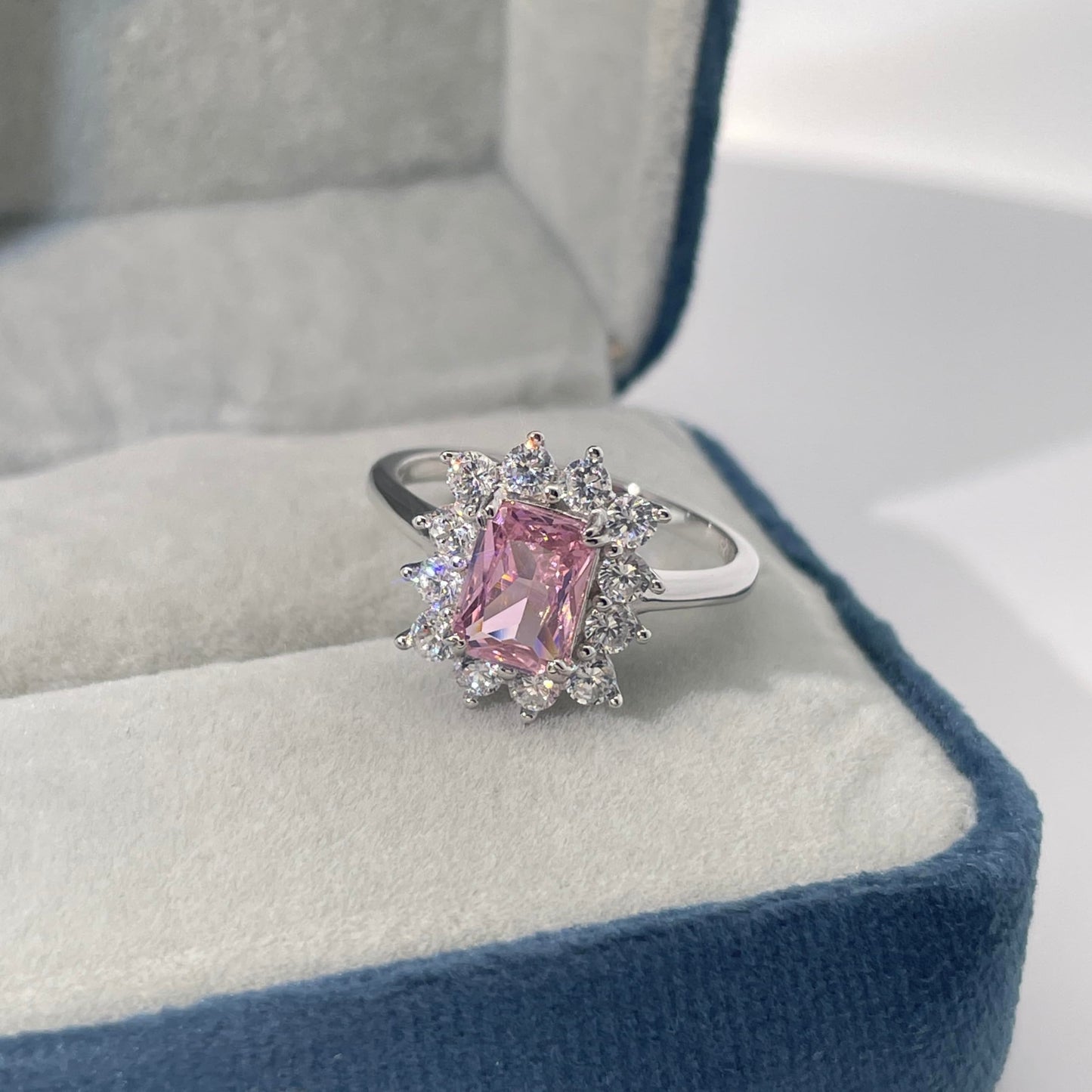 Warm Fortune Cubic Zirconia Engagement Ring for Women, 925 Sterling Silver with 18K White Gold Plated Anniversary Ring, Gift for Her Promise Ring