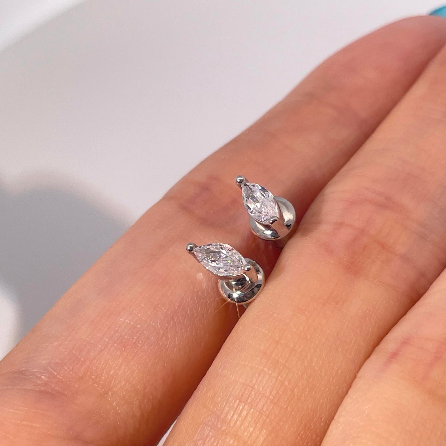 Warm Fortune 18K Gold Plated Marquise Shape Cubic Zirconia Stud Earrings for Women Hypoallergenic - Valentine's Day, Mother's Day, Birthday Gift for Her